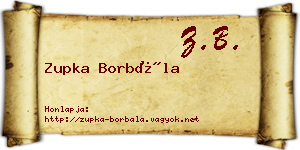 Zupka Borbála névjegykártya